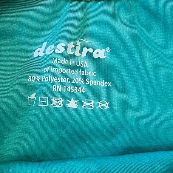 Green Sparkle Destira Gymnastics Leotard Girls XL with Scrunchie - Picture 4 of 5